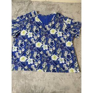 Women’s Catherines T-shirt Floral Blue Green White Plus 4X